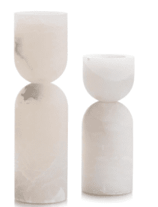 SET OF TWO STONE/ ALABASTER CANDLEHOLDERS - Luxury Furniture Mercato Interiors